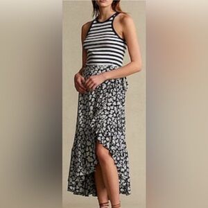 Polo by Ralph Lauren Blue and White Floral Ruffle Skirt-Size 0